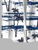Plus Size Coconut Tree Sea Tie Dye Print Buttons Pocket Hawaii Shirt For Men -  