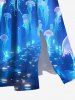 Plus Size Glitter Sailor Ombre Seabed Print Hawaii Sea Creatures Split Pocket A Line Dress -  