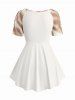 Plus Size Letters Printed Ripped Braided Strap Buckle Grommet Ombre Top -  