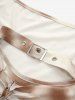 Plus Size Letters Printed Ripped Braided Strap Buckle Grommet Ombre Top -  