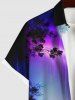 Chemise Imprimé Arbre et Papillon Coloré Brillantes avec Boutons Grande Taille pour Homme - Multi-A L