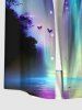 Plus Size Colorful Glitter Ombre Fall Mountain Tree Butterfly Moon Galaxy Print Hawaii Button Pocket Shirt For Men -  