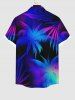 Plus Size Coconut Tree Ombre Glitter 3D Print Buttons Pocket Hawaii Shirt For Men -  