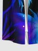 Plus Size Coconut Tree Ombre Glitter 3D Print Buttons Pocket Hawaii Shirt For Men -  