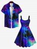 Robe débardeur hawaïenne grande taille à imprimé ombré pailleté et motif cocotier - Multi-A 3X