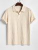 Men's Matching Two Piece Co Ord Terry Cloth Toweling Jacquard Textured Polo Collar Half Buttoned Short Sleeves T-shirt and Shorts Set -  