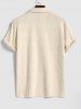 Men's Matching Two Piece Co Ord Terry Cloth Toweling Jacquard Textured Polo Collar Half Buttoned Short Sleeves T-shirt and Shorts Set -  