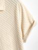 Men's Matching Two Piece Co Ord Terry Cloth Toweling Jacquard Textured Polo Collar Half Buttoned Short Sleeves T-shirt and Shorts Set -  