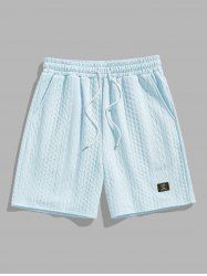 Men's Cable Jacquard Textured Slant Pockets Drawstring Casual Shorts -  