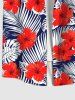 Red Hibiscus Flower Tropical Palm Leaf Print Plus Size Matching Hawaii Beach Outfit For Couples -  