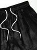 Short Décontracté en Satin avec Poches et Cordon de Serrage Motif Cachemire Floral pour Hommes - Noir XXL
