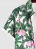 Men's Flamingo Coconut Tree Print Buttons Pocket Hawaii Shirt -  