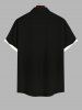 Chemise de Plage Hawaïen Longue Ondulée Ombrée Cocotier Imprimé avec Poche de Grande Taille pour Homme - Noir S