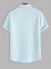 Chemise Texturée en Couleur Unie avec Poche en Avant à Manches Courtes - Bleu clair L