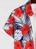 Chemise Imprimé Fleur et Feuille de Palmier Rouge Grande Taille avec Poches - Rouge L