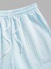 Men's Cable Jacquard Textured Slant Pockets Drawstring Casual Shorts -  