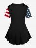 T-shirt Drapeau Américain Cœur Papillon Imprimé de Grande Taille - Noir 1X