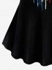 T-shirt Drapeau Américain Cœur Papillon Imprimé de Grande Taille - Noir 1X