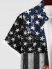 Plus Size Ink Painting Splatter Distressed American Flag Print Button Pocket Shirt For Men -  