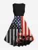 Plus Size Ink Painting Splatter Distressed American Flag Print 1950s Vintage Swing A Line Dress -  