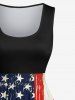 Plus Size Ink Painting Splatter Distressed American Flag Print 1950s Vintage Swing A Line Dress -  