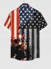Chemise à Boutons avec Poche et à Imprimé Drapeau Américain et Éclaboussures de Peinture pour Hommes Grande-Taille - Multi-A 4XL
