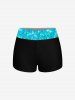 Fashion Paint Heart Water Wave Ripple Print Boyleg Tankini Swimsuit (Adjustable Shoulder Strap) -  