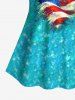 Fashion Paint Heart Water Wave Ripple Print Boyleg Tankini Swimsuit (Adjustable Shoulder Strap) -  