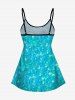Fashion Paint Heart Water Wave Ripple Print Boyleg Tankini Swimsuit (Adjustable Shoulder Strap) -  