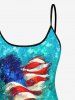Fashion Paint Heart Water Wave Ripple Print Boyleg Tankini Swimsuit (Adjustable Shoulder Strap) -  