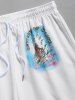 Ensemble de Deux Pièces Décontracté Fleurs et Tigre Imprimé à Manches Courtes pour Homme - Blanc Lait M