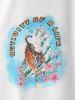 Ensemble de Deux Pièces Décontracté Fleurs et Tigre Imprimé à Manches Courtes pour Homme - Blanc Lait M