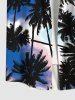 Plus Size Tie Dye Colorblock Coconut Tree Print Buttons Pocket Hawaii Shirt For Men -  