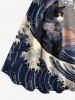 Plus Size Cat Sea Waves Cloud Print Tank Dress -  