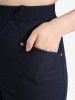 Plus Size Roll Tab Hem Heart Buckle Decor Solid Pocket Shorts -  