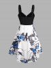 Butterfly Print High Low O Ring Zipper Buckle Strap Midi Dress -  