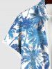 Plus Size Coconut Tree Water Ripples Print Buttons Pocket Hawaii Shirt For Men -  