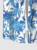 Plus Size Coconut Tree Water Ripples Print Buttons Pocket Hawaii Shirt For Men -  