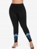 Legging Étrier Drapeau Américain Cœur Papillon et Peinture Imprimés de Grande Taille - Noir L