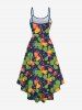Plus Size Cashew Leaf Colorful Polka Dot Print Hawaii High Low Asymmetric A Line Backless Cami Dress -  