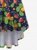 Plus Size Cashew Leaf Colorful Polka Dot Print Hawaii High Low Asymmetric A Line Backless Cami Dress -  