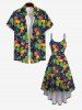 Plus Size Cashew Leaf Colorful Polka Dot Print Hawaii High Low Asymmetric A Line Backless Cami Dress -  