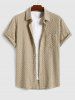 Men's Matching Two Piece Co Ord Terry Cloth Toweling Jacquard Textured Front Pocket Design Short Sleeves Shirt and Shorts Set -  