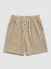 Men's Matching Two Piece Co Ord Terry Cloth Toweling Jacquard Textured Front Pocket Design Short Sleeves Shirt and Shorts Set -  