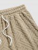 Men's Matching Two Piece Co Ord Terry Cloth Toweling Jacquard Textured Front Pocket Design Short Sleeves Shirt and Shorts Set -  