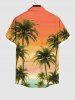 Plus Size Coconut Tree Sea Ombre Sky Print Buttons Pocket Hawaii Shirt For Men -  
