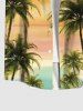 Plus Size Coconut Tree Sea Ombre Sky Print Buttons Pocket Hawaii Shirt For Men -  