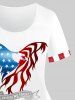 T-shirt Drapeau Américain Papillon Aigle Imprimés avec Ruban de Grande Taille - Blanc XS