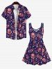 Plus Size Patriotic American Flag Skulls Earphone Microphone Tape Print Crisscross Cami Dress -  