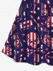 Plus Size Patriotic American Flag Skulls Earphone Microphone Tape Print Crisscross Cami Dress -  